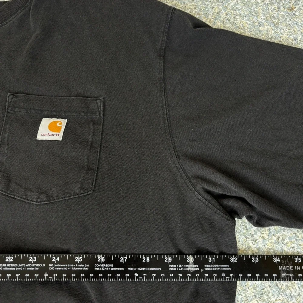 Carhartt Pocket T-Shirt K87 Mens 3XL Black Cotton Loose Fit Workwear Tee Pinhole